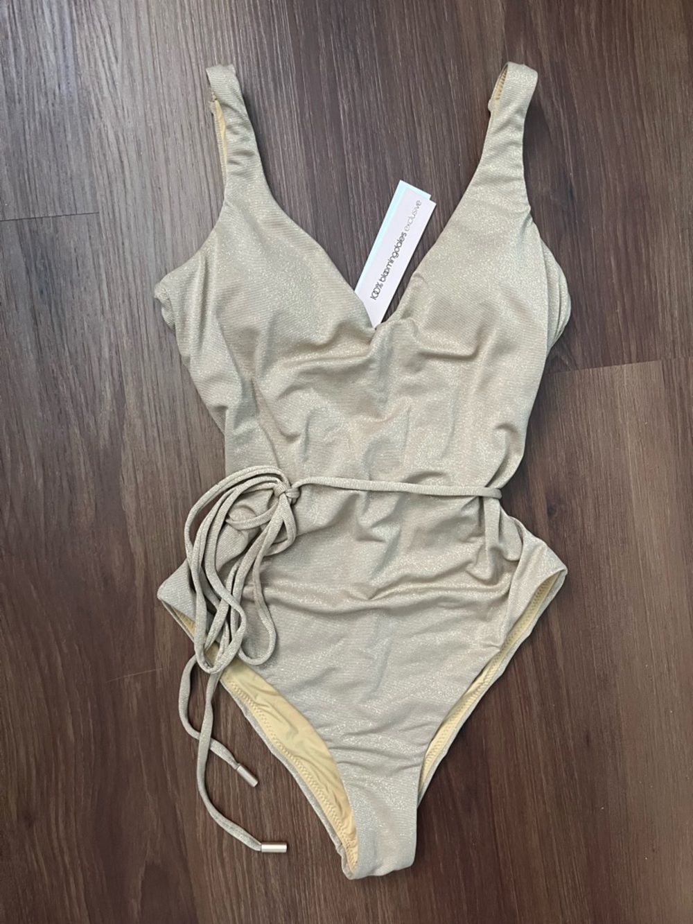 Aqua Yellow-Beige Shimmer One-Piece Swimsuit